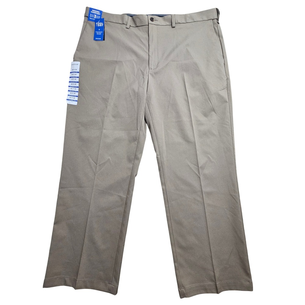 Haggar Mens Cool Right Performance Flex Classic Fit Khaki Pant 42x29 HC01080 NWT